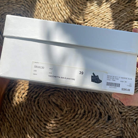 SeeByChloe Tan leather 3” wedge sling back Sz 39 - Picture 12 of 16